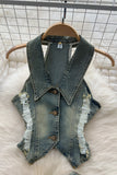Button-Up Skirt Set with Stylish Vest