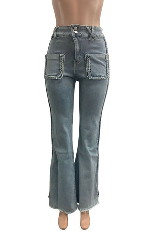 Boho Braided Flare Jeans