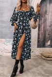Floral Puff Sleeve Midi Dress