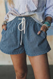 Drawstring Elastic Waist Casual Shorts