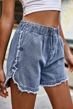 Frayed Hem Casual Shorts
