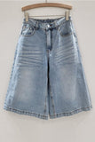 Wide-Leg Denim Shorts