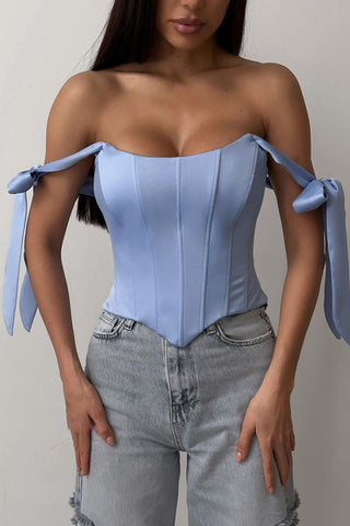 Off-Shoulder Tie Strap Tank Top