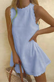 Scalloped Hem Sleeveless Casual Dress