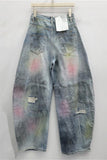 Distressed Wide-Leg Jeans