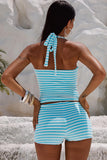 Striped Halter Top and Shorts Set
