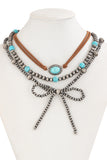 Elegant Beaded Bow Necklace