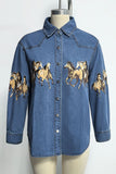 Patterned Denim Jacket with Button Front
