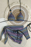 Striped Bikini Set with Cover-Up