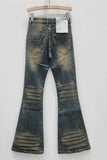 Star-Studded Flare Jeans with Distressed Details