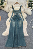 Distressed Denim Overall Dress