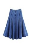 High-Low Denim Flowing Skirt
