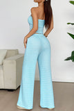 Strapless Wide Leg Pants Set