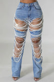 Beaded Cutout Straight-Leg Jeans