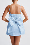 Elegant Bow-Back Evening Mini Dress