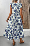 Ruffle Sleeve Printed Casual Dress