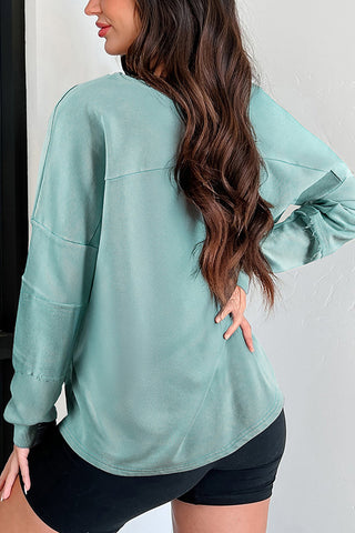V-Neck Button-Accent Sweatshirt