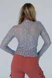 Lace Pattern Sheer Long Sleeve Top