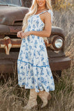 Knot Shoulder Floral Sleeveless Dress