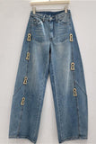 Statement Wide-Leg Jeans with Keyhole Details