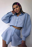 Pink Plaid Puff Sleeve Set