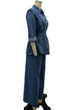 Versatile Belted Denim Pants Set
