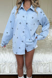 Patterned Button-Down Blouse