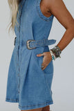Buttoned Denim Skater Dress