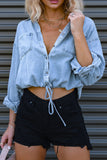 Button-Down Crop Shirt-Blouse