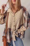 Boho Patchwork Ruffled Sleeve Shacket