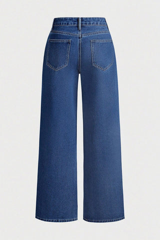 High-Waist Washed Jeans