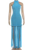 Fringe Hem Halter Dress
