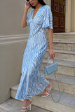 Flowing Zebra Print Casual Dress