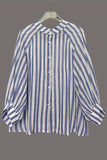 Striped Oversized Blouse with Balloon Sleeves
