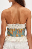 Strapless Lace Trim Floral Camisole