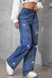 Starry Pattern Straight-Leg Jeans