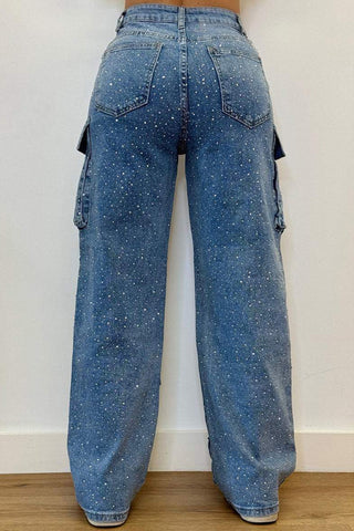 Sparkly Layered Straight Jeans