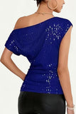 One-Shoulder Sequin Tank Top