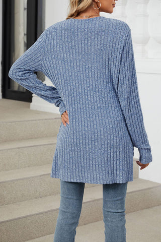Open-Front Ribbed Cardigan