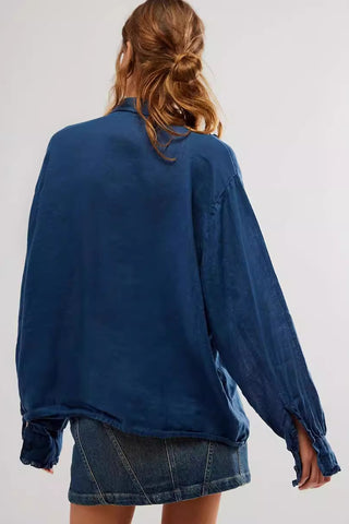 Frill-Trim Button-Front Blouse