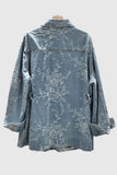 Embellished Denim Jacket with Floral Pattern