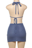 Shell-Embellished Halter Casual Dress