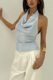 Striped Halter Neck Tank Top
