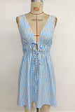 Striped Tie-Front Casual Dress