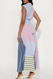 Striped Button-Down Casual Dress