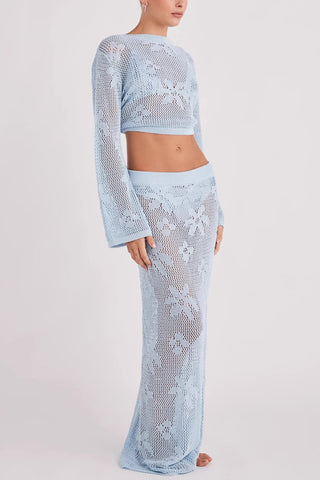 Tie-Front Crochet Skirt Set