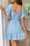 Square Neck Ruffle Mini Dress