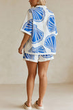 Shell Print Button Shirt and Shorts Set