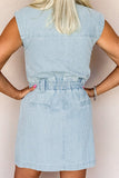 Sleeveless Buttoned Denim Dress