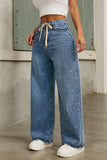 Pearl-Studded Straight-Leg Jeans